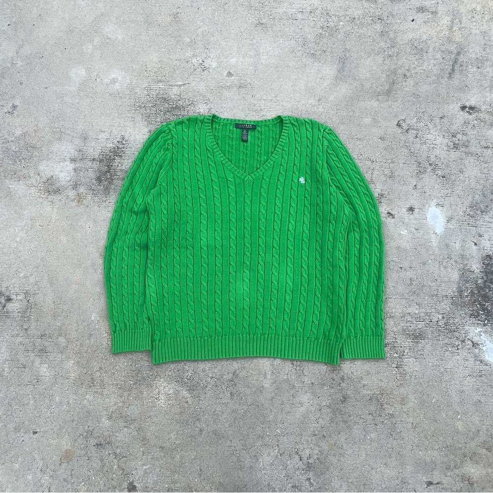 Green Cable Knit Sweater - Picture 3 of 7